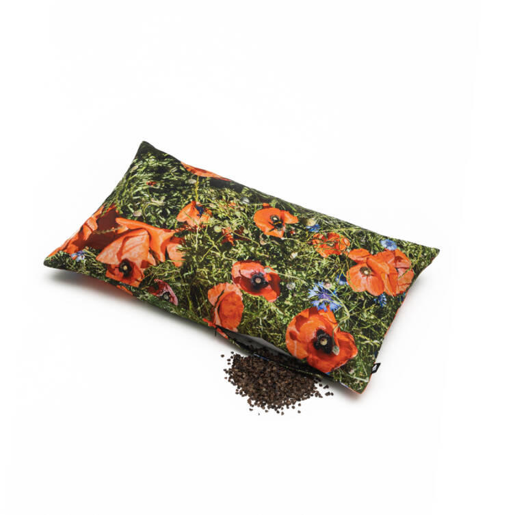POPPIES -  pillow filled with buckwheat husk - 50x30 cm